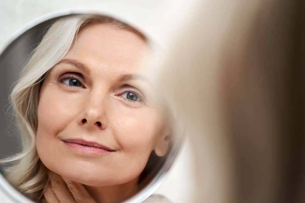 Mature woman with radiant skin