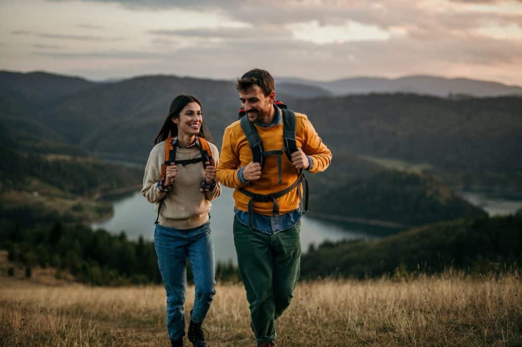 Couple hiking in the mountains