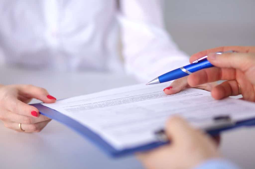 Patient filling out paperwork